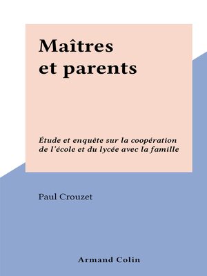 cover image of Maîtres et parents